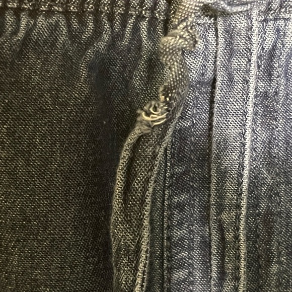 Erika Y2K blue drawstring elastic waist button on legs capri jeans Sz PL - Picture 5 of 6